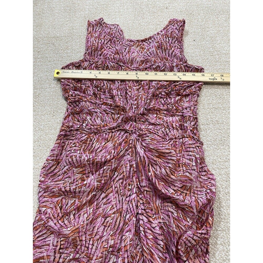 BCBGMAXAZRIA Pink Orange Abstract Print Ruched Draped Midi Dress Size 4 - Picture 15 of 16